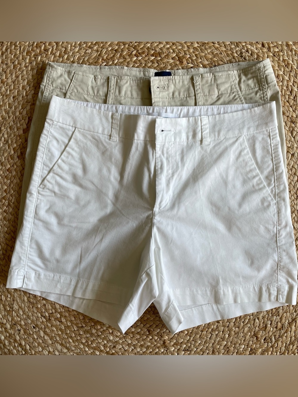 2-Piece Bundle: Women's Size 10 Chino Shorts - Gap Beige & Old Navy White